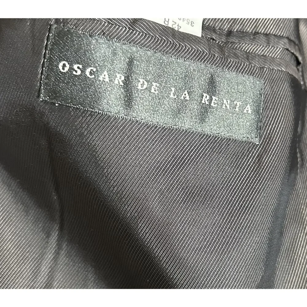 Oscar de la Renta Blazer Wool Cashmere Suit Jacket Mens 42 R‎ Gray